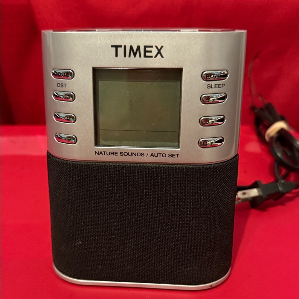 Timex T307s Silver and Black Dual Alarm Clock with Nature Sounds